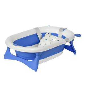 HOMCOM Foldable Baby Bath Tub Ergonomic with Temperature-Induced Plug