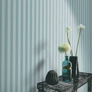 Abode Heritage Stripe Duck Egg Thin Lines Striped Wallpaper