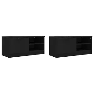 Berkfield TV Cabinets 2 pcs Black 80x35x36.5 cm Engineered Wood