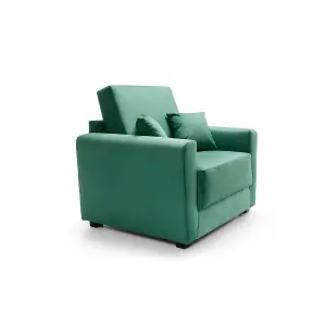 Olly Velvet Single Sofa Bed in Forest Green