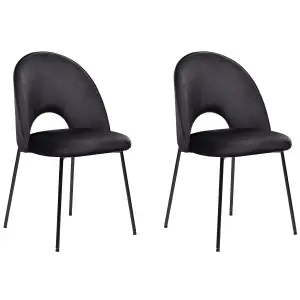 Set of 2 Dining Chairs COVELO Velvet Black