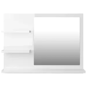 Berkfield Bathroom Mirror High Gloss White 60x10.5x45 cm Engineered Wood