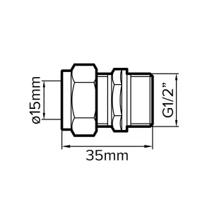 Plumbsure Compression Straight Coupler (Dia)15mm, (L)35.3mm