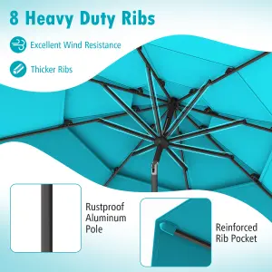 Costway 296cm 3 Tier Outdoor Umbrella Auto-tilt Patio Umbrella W/ Double Vented