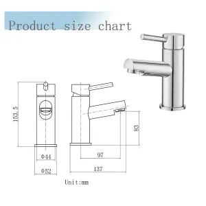 BATHWEST Bathroom Basin Sink Mixer Taps & Waste Chrome Mono Basin Tap Mixer Single Lever