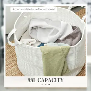 Laundry Basket Cream / 35.5cm H x 56cm W x 56cm D