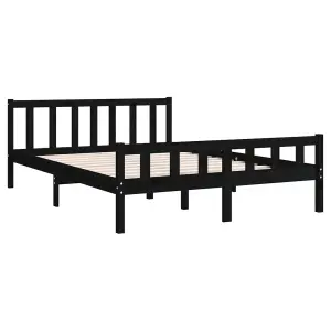 Berkfield Bed Frame Black Solid Wood 150x200 cm King Size