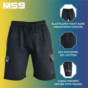 MS9 Mens Cargo Painter Decoration Jogging Fleece Work Shorts Tracksuit Cargo Shorts H15, Black - S