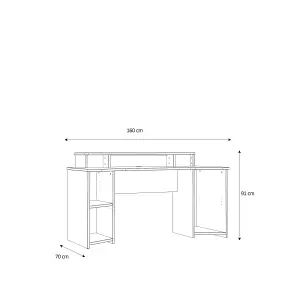 Loadout Curved Black Gaming Desk with Colour Changing LED