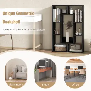 Costway 7-Cube Bookcase Wooden Storage Geometric Bookshelf Corner Decorative Display Shelf