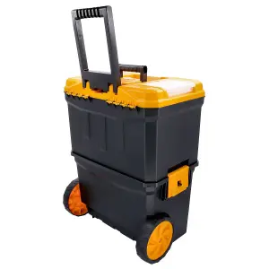 TOUGH MASTER Heavy Duty Rolling Storage Toolbox & Organiser Box with Foldable Handle & Removable Top Storage