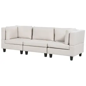 3-Seater Modular Fabric Sofa Light Beige UNSTAD