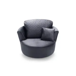 Chicago Velvet Swivel Chair in Dark Grey