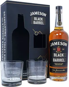 Jameson Black Barrel Irish Blended Whiskey Gift Set - 2 Glass Gift Pack