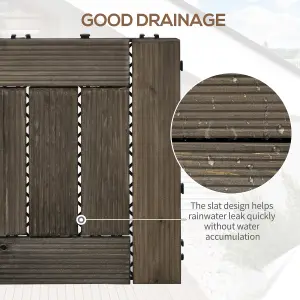 Outsunny 27 Pcs Wooden Interlocking Decking Tiles, 30 x 30 cm per piece, Grey