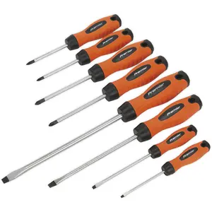 8 Piece Hi-Vis Orange Screwdriver Set - Premium Slotted Phillips POZI Drivers