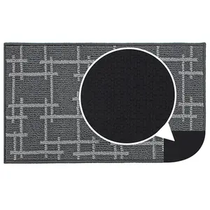 JVL Vector Machine Washable Latex Backed Doormat, 50x80cm, Grey