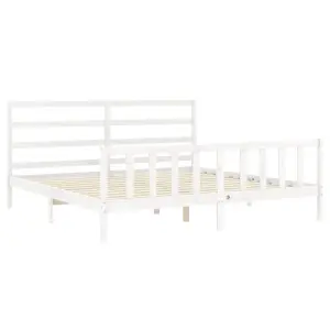 Berkfield Bed Frame with Headboard White 200x200 cm Solid Wood