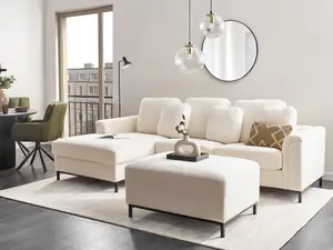 Right-Hand Corner Sofa with Ottoman OSLO White Boucle 5 Seater Right Hand