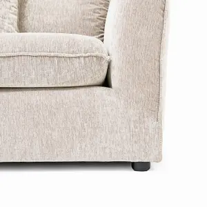 Lucas Water Repellent Velvet Chenille Left Facing Corner Sofa in Cream