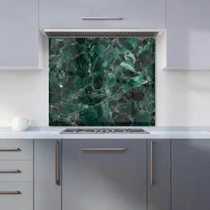 Green Quartz Effect Premium Glass Kitchen Splashback W900mm x H650mm