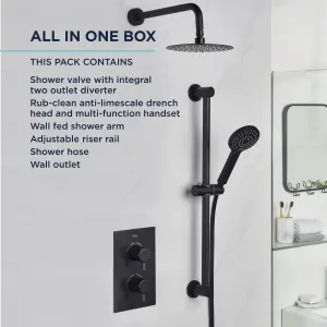 Bristan Divine Matt Black Wall-mounted Thermostatic Mixer Shower