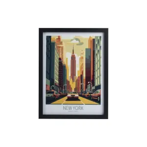 Paris & New York City Multicolour Framed print (H)43cm x (W)33cm, Set of 2