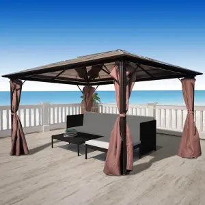 Berkfield Gazebo with Curtain Brown Aluminium 400 x 300 cm