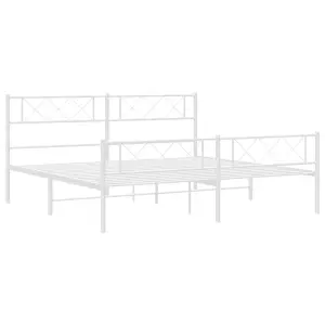 Berkfield Metal Bed Frame with Headboard and Footboard White 183x213 cm