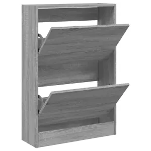 Berkfield Shoe Cabinet Grey Sonoma 60x21x87.5 cm Engineered Wood