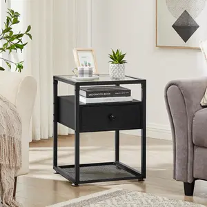 NS 1 Drawer Bedside Table Black