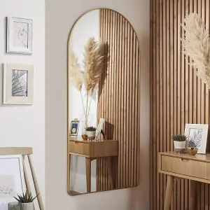 Large Arch-top Mirror Liberty Arched Shape with Brushed Gold Metal Frame- H 170 x W 80cm for Hanging in Bedroom or Dining Room