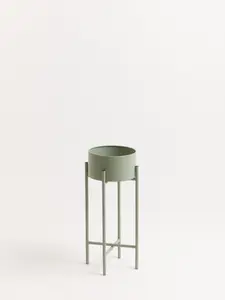 Interiors by Premier Contemporary Small Green Floor Standing Planter, Sturdy Outdoor Pot For Flowers, Durable Floor Planter