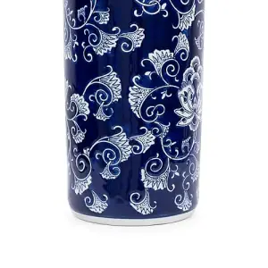 Umbrella Stand, 18" Tall, Blue Floral Pattern, Walking Stick Holder, Indoor Planters, Entryway Decor, Elegant Home Accents