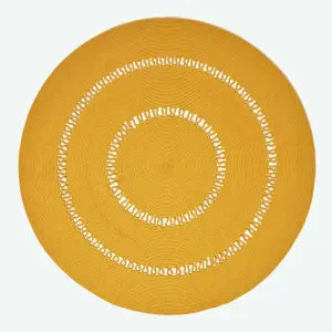 Homescapes Mustard Crochet Braided Rug 150cm Round