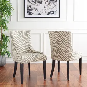 Baumgarten Upholstered Dining Chair (Set of 2) Grey Zebra