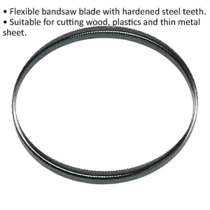 1712 x 10 x 0.35mm Bandsaw Blade with Hardened Steel Teeth for Wood, Plastic, and Metal Cutting