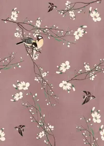 Art For the Home Birds & Blossom Pink Print To Order Fixed Size Mural