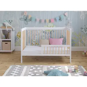 Adwolf Cot Bed with Mattress White/Pine