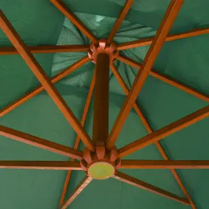 Berkfield Hanging Parasol 300x300 cm Wooden Pole Green