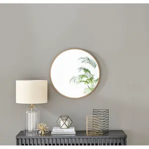 Alcantera Round Metal Frame Wall Mirror Simple and Elegant Modern Design Copper / 60cm H x 60cm W