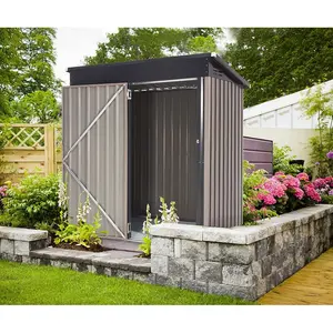 5 Ft. W x 3 Ft. D Metal Lean-To Garden Shed Brown