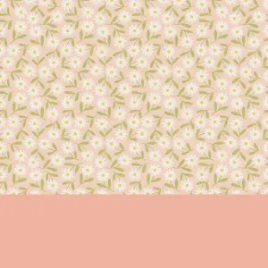 Roomblush Colourblock Spring Flowers  Eco 4 Lane Repeatable Wallpaper Mural 200 x 285cm, Pink