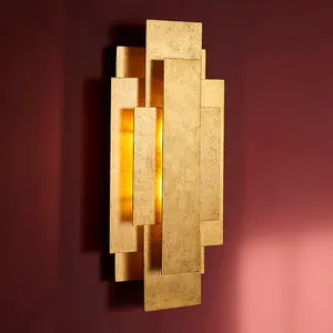 2 PACK Antique Gold Leaf Panel Wall Light - Twin G9 LED - Decorative Sconce