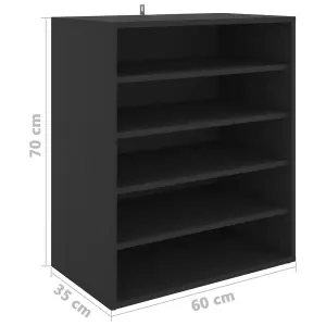 Berkfield Shoe Cabinet Black 60x35x70 cm Engineered Wood