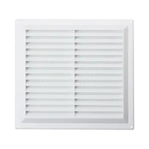 Map Plastic Louvre Air Vent with Flyscreen, Openings 9" x 9" (229mm x 229mm), Triple Brick Wall Grille Cover, White