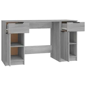 Berkfield Desk with Side Cabinet Grey Sonoma Engineered Wood