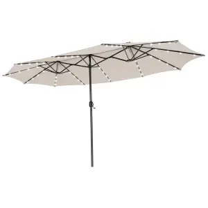 Costway 450 x 265cm Extra-Large Patio Parasol Double-Sided Market Umbrella W/ LED Lights