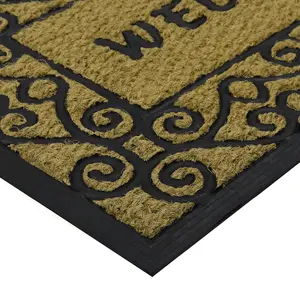 JVL Woven Coir Tuffscrape Doormat, 45x75cm, Welcome