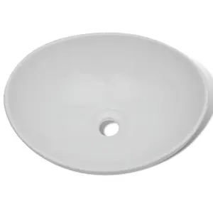 Berkfield Bathroom Basin with Mixer Tap Ceramic Oval White